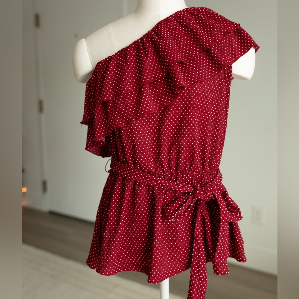 Maeve for Anthropologie Polka Dot Ruffle Top NWT - Picture 10 of 13